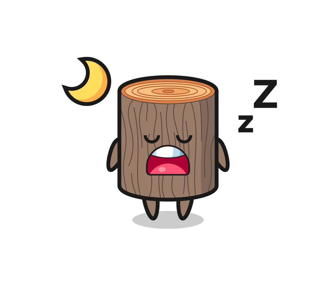 ilustración de personaje de tocón de árbol durmiendo en la noche vector