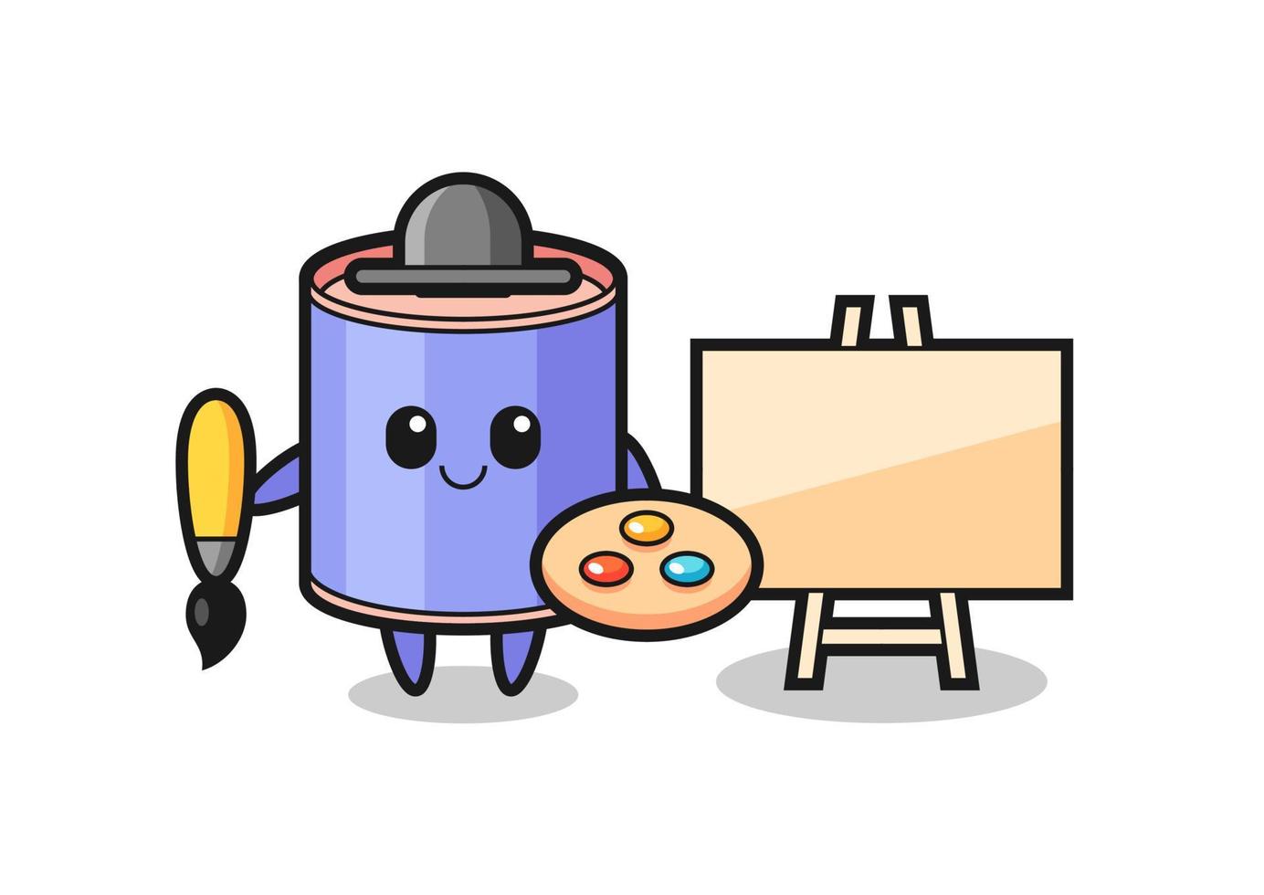 Illustration of cylinder piggy bank mascot as a painter vector