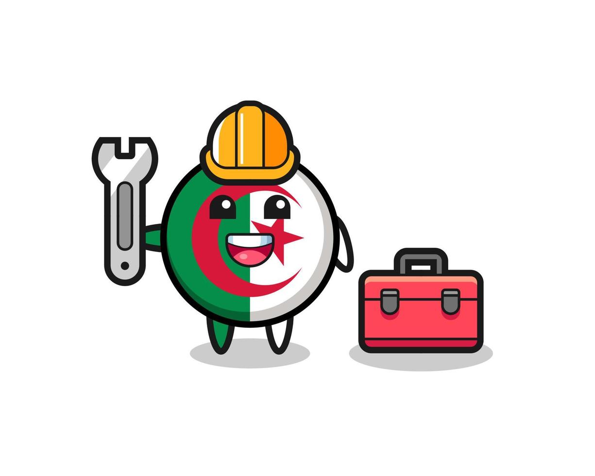 Mascot cartoon of algeria flag as a mechanic vector