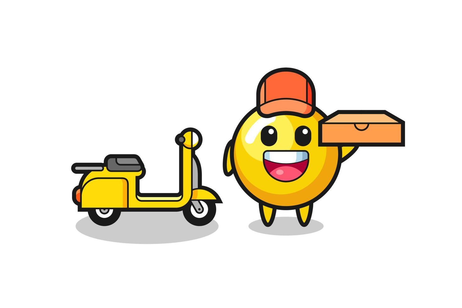 Character Illustration of egg yolk as a pizza deliveryman vector