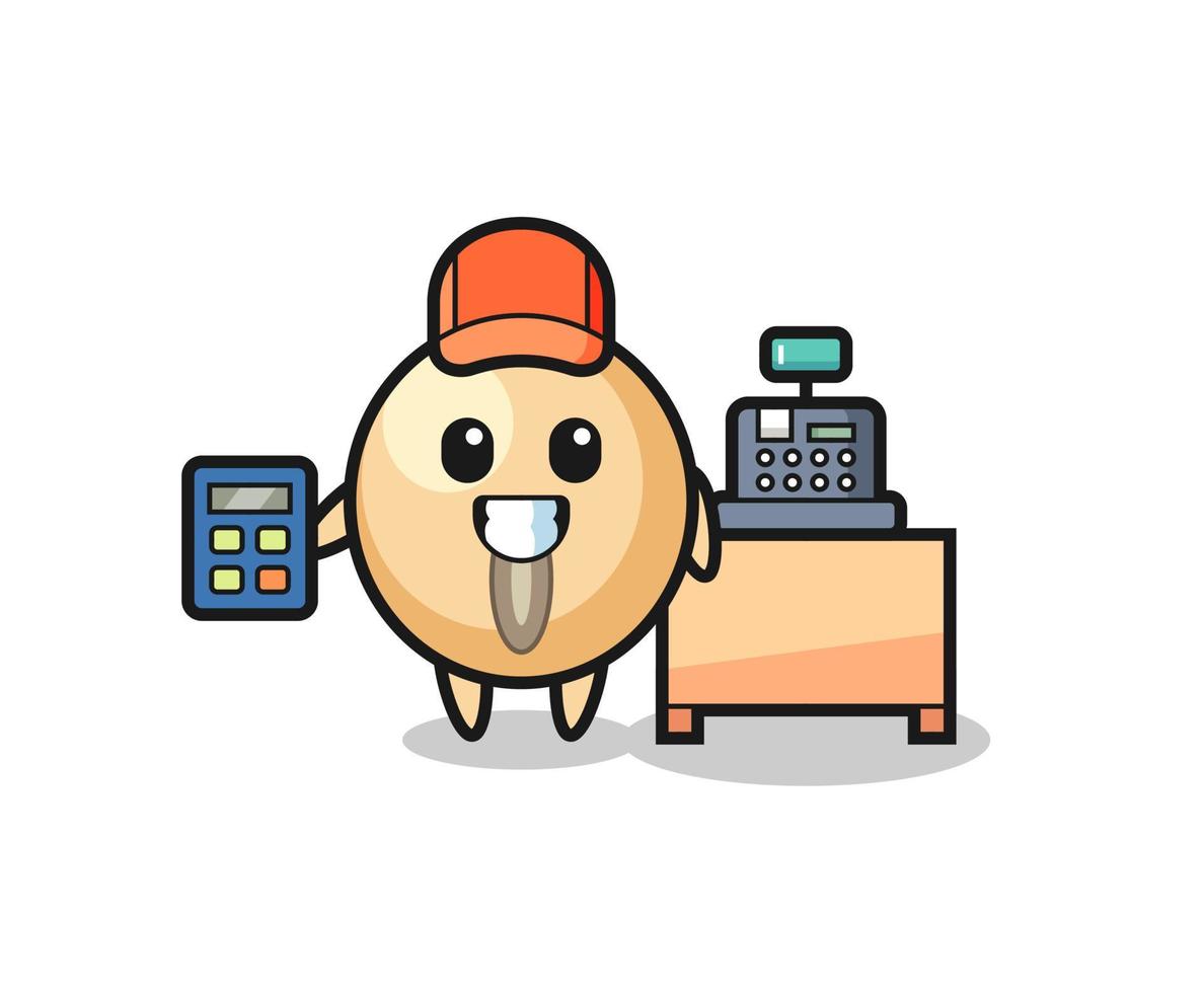 Illustration of soy bean character as a cashier vector