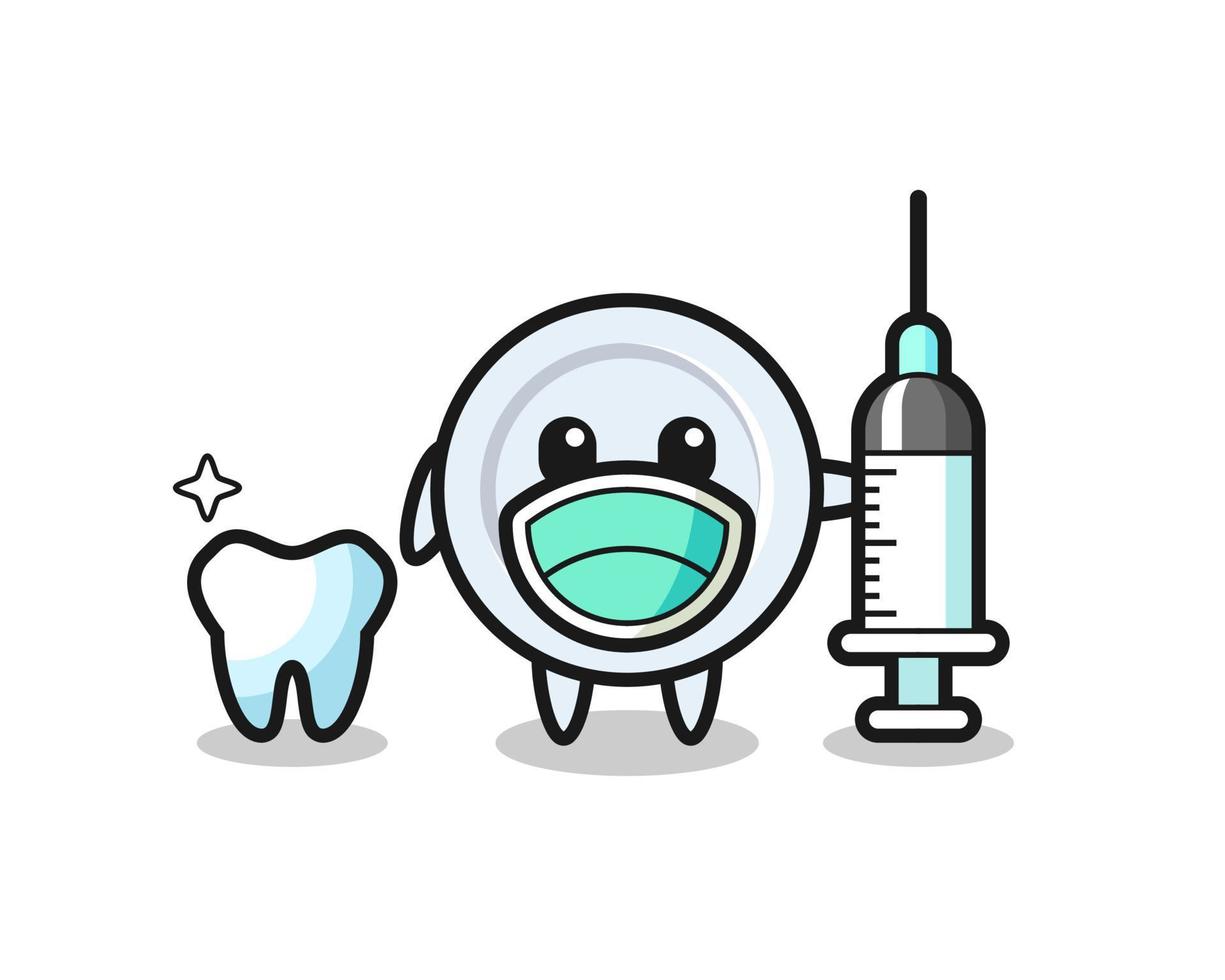 Mascot character of plate as a dentist vector