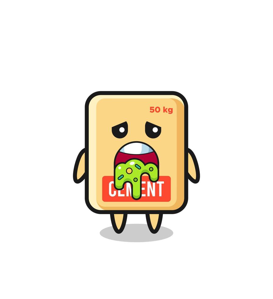 the cute cement sack character with puke vector