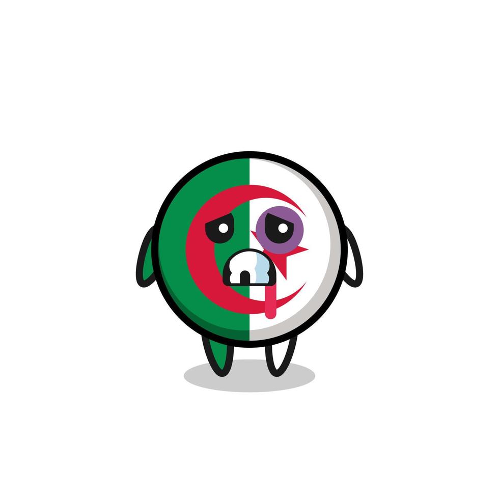 personaje herido de la bandera de argelia con la cara magullada vector