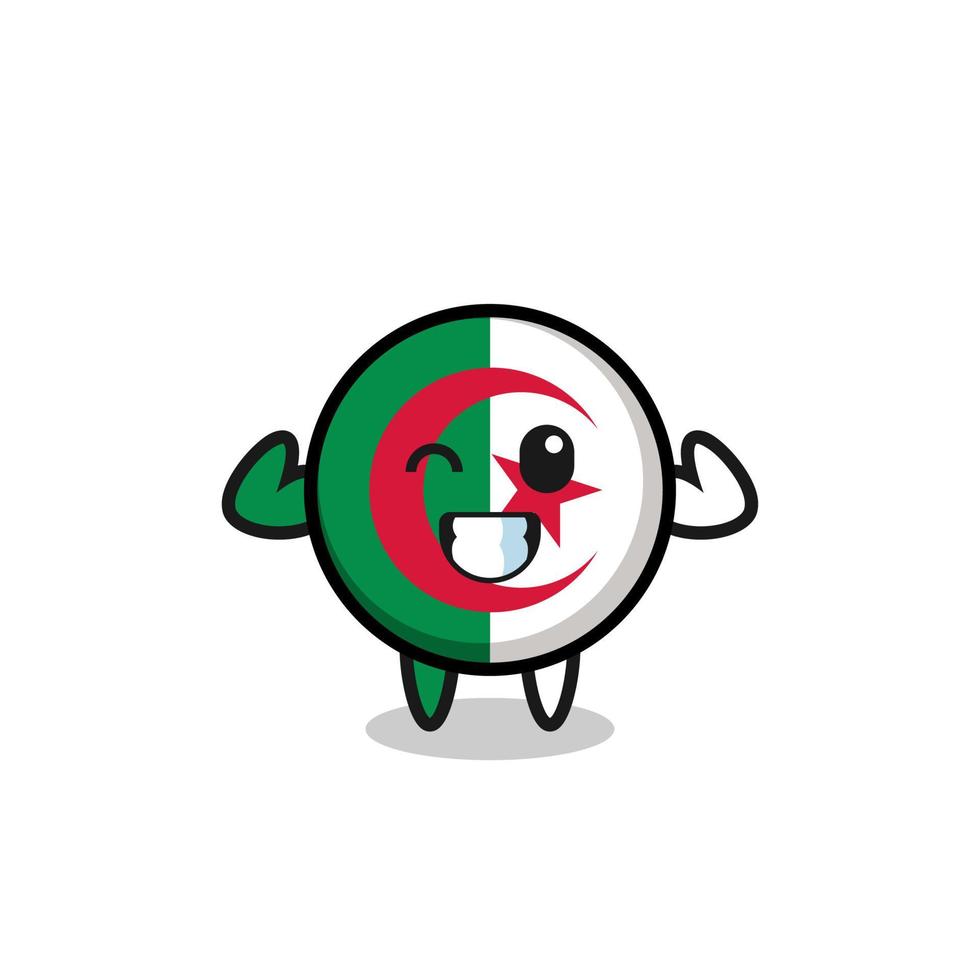 the muscular algeria flag character is posing showing his muscles vector