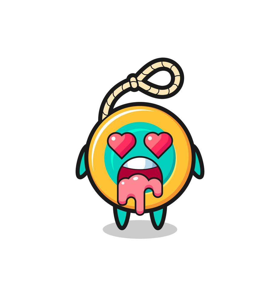 the falling in love expression of a cute yoyo with heart shaped eyes vector
