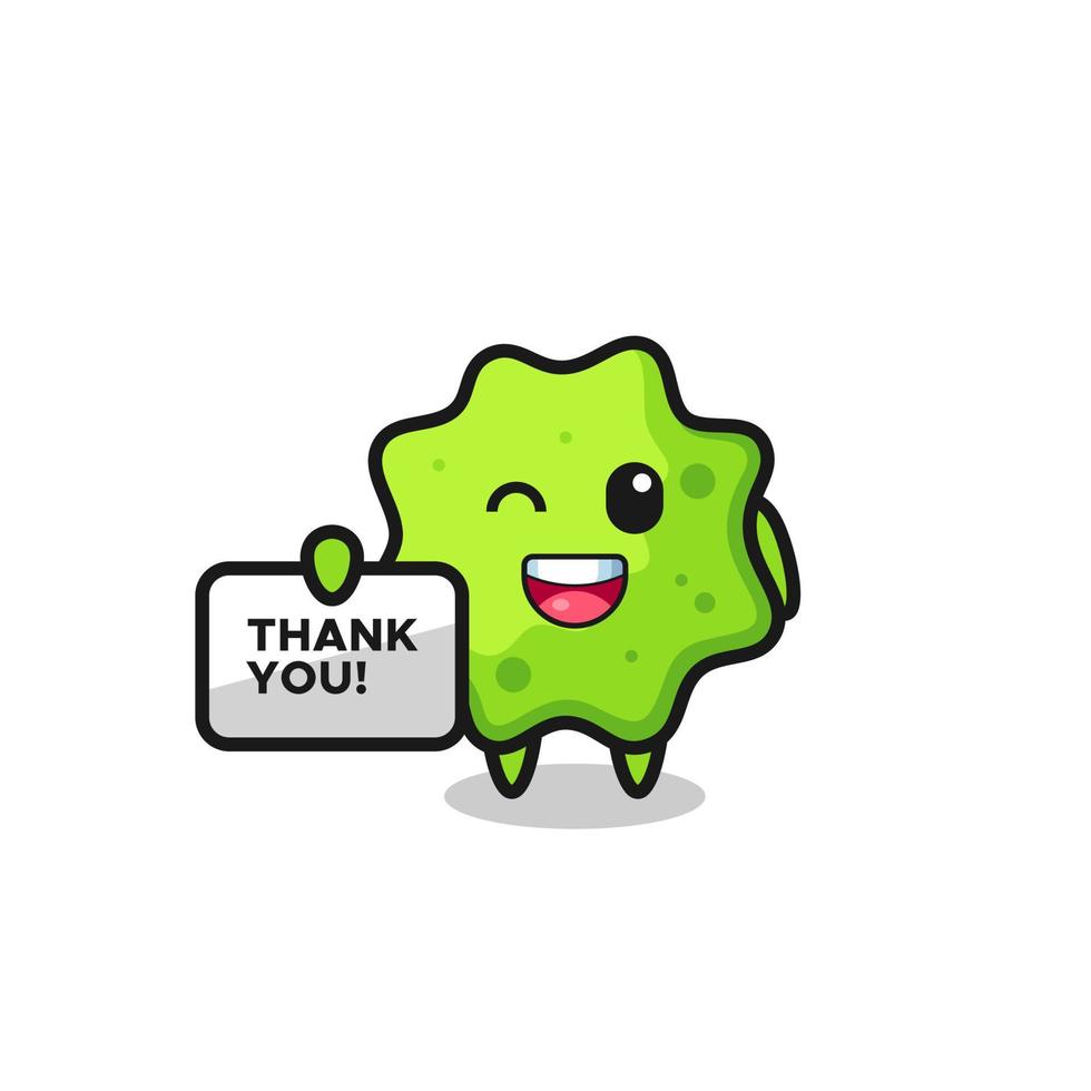 the mascot of the splat holding a banner that says thank you vector