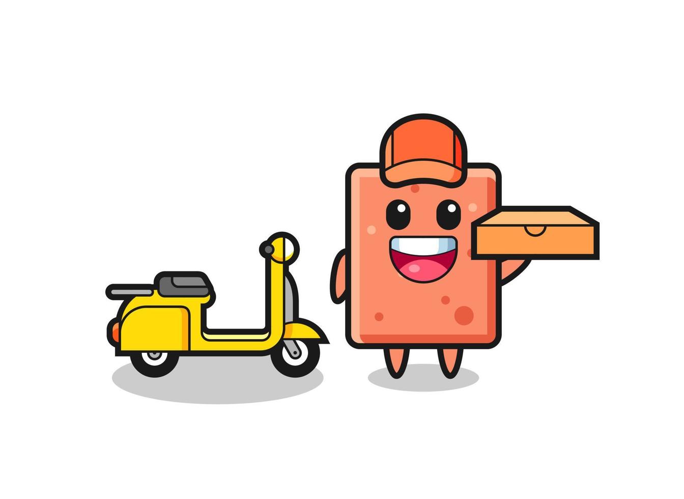 Character Illustration of brick as a pizza deliveryman vector