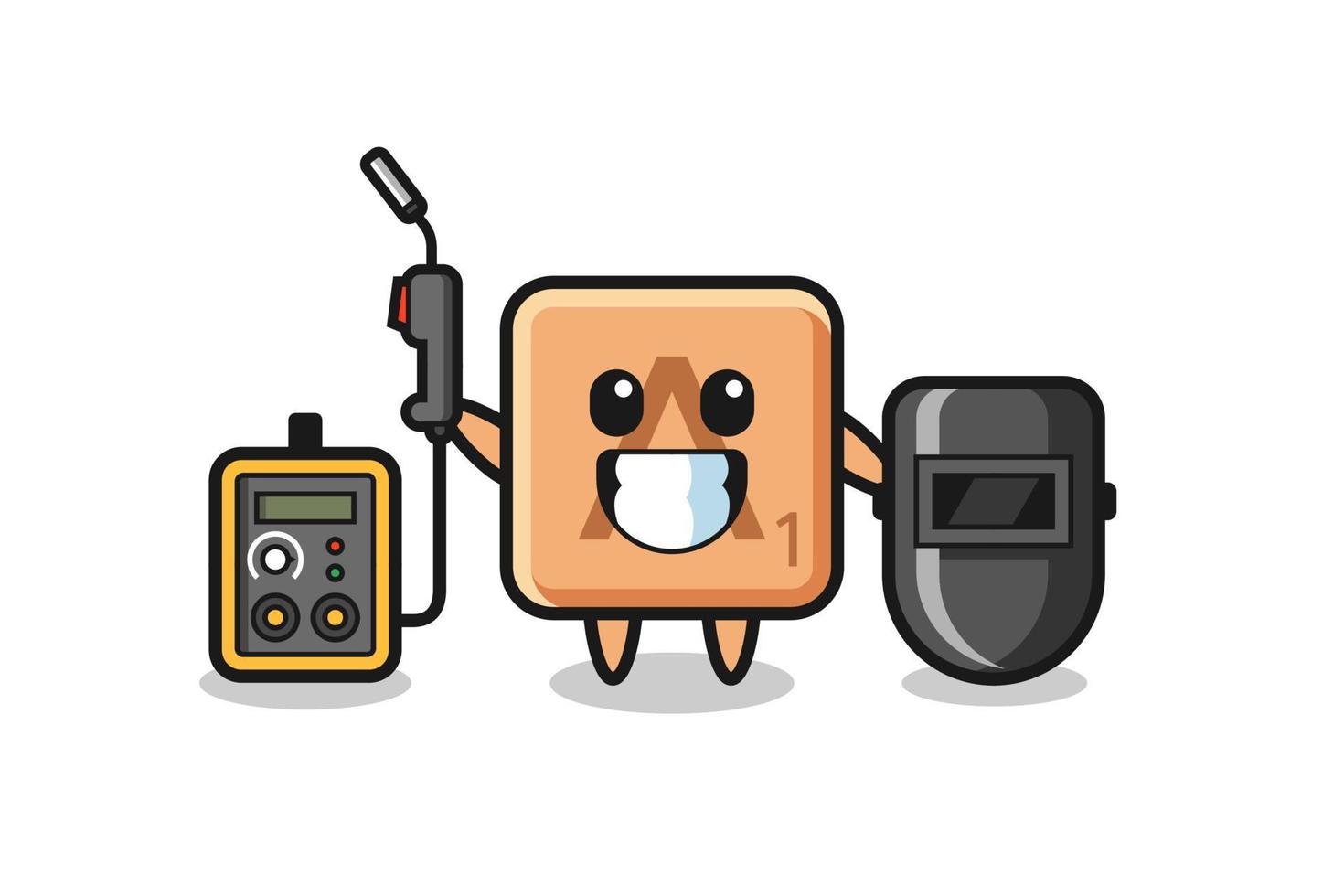 Character mascot of scrabble as a welder vector