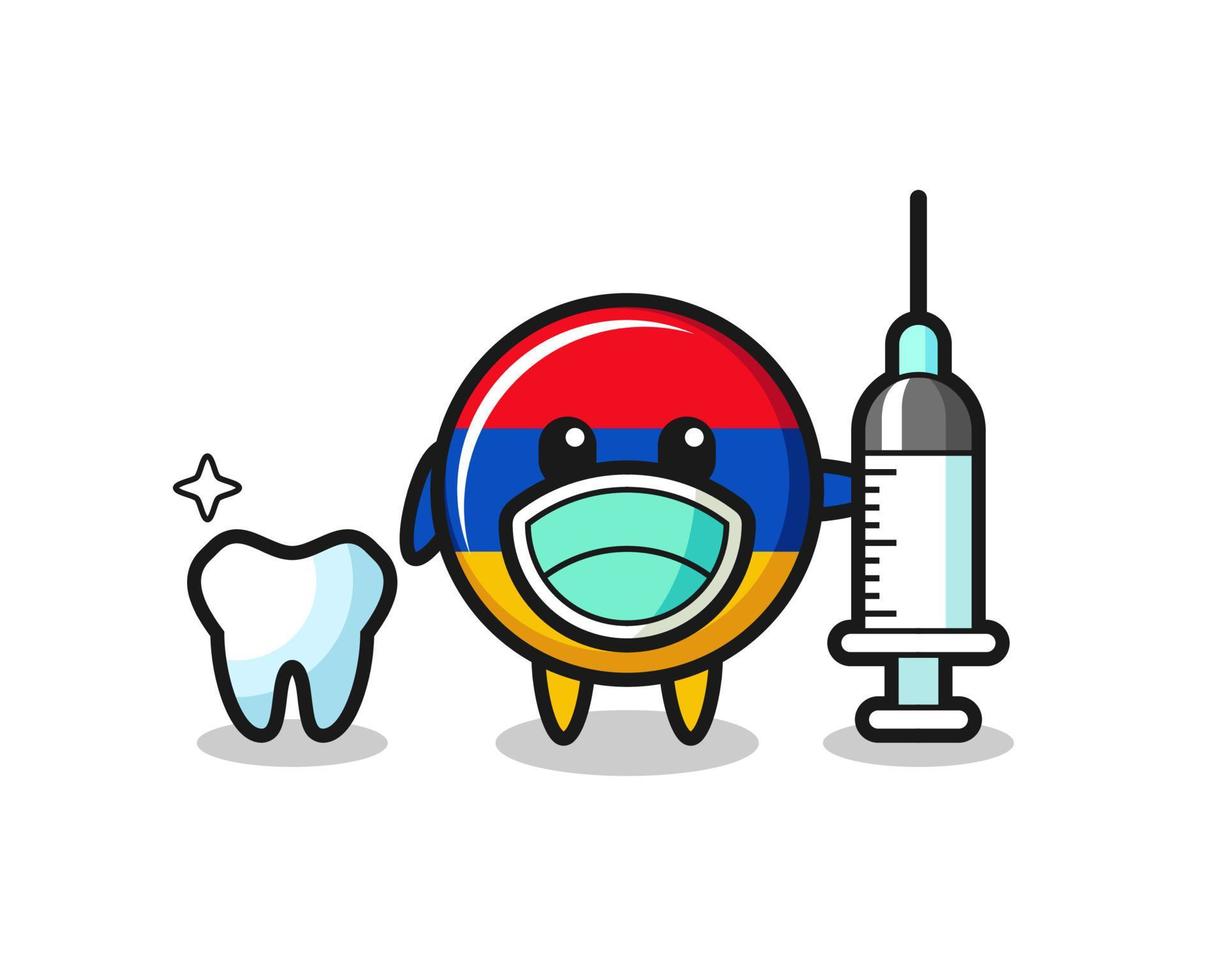 Mascot character of armenia flag as a dentist vector