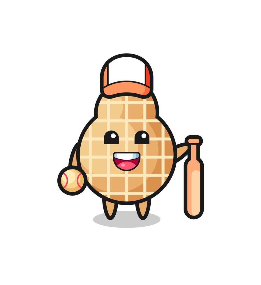 Cartoon character of peanut as a baseball player vector