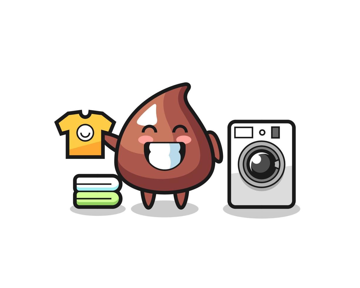 Mascot cartoon of choco chip with washing machine vector