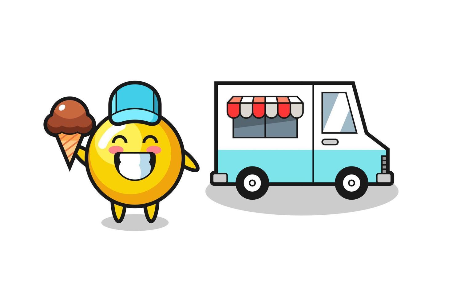 Mascot cartoon of egg yolk with ice cream truck vector