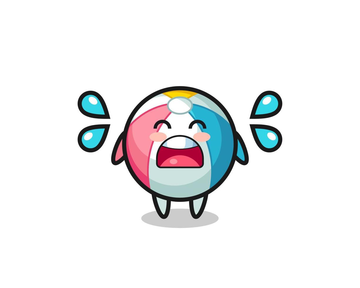 beach ball cartoon illustration with crying gesture vector