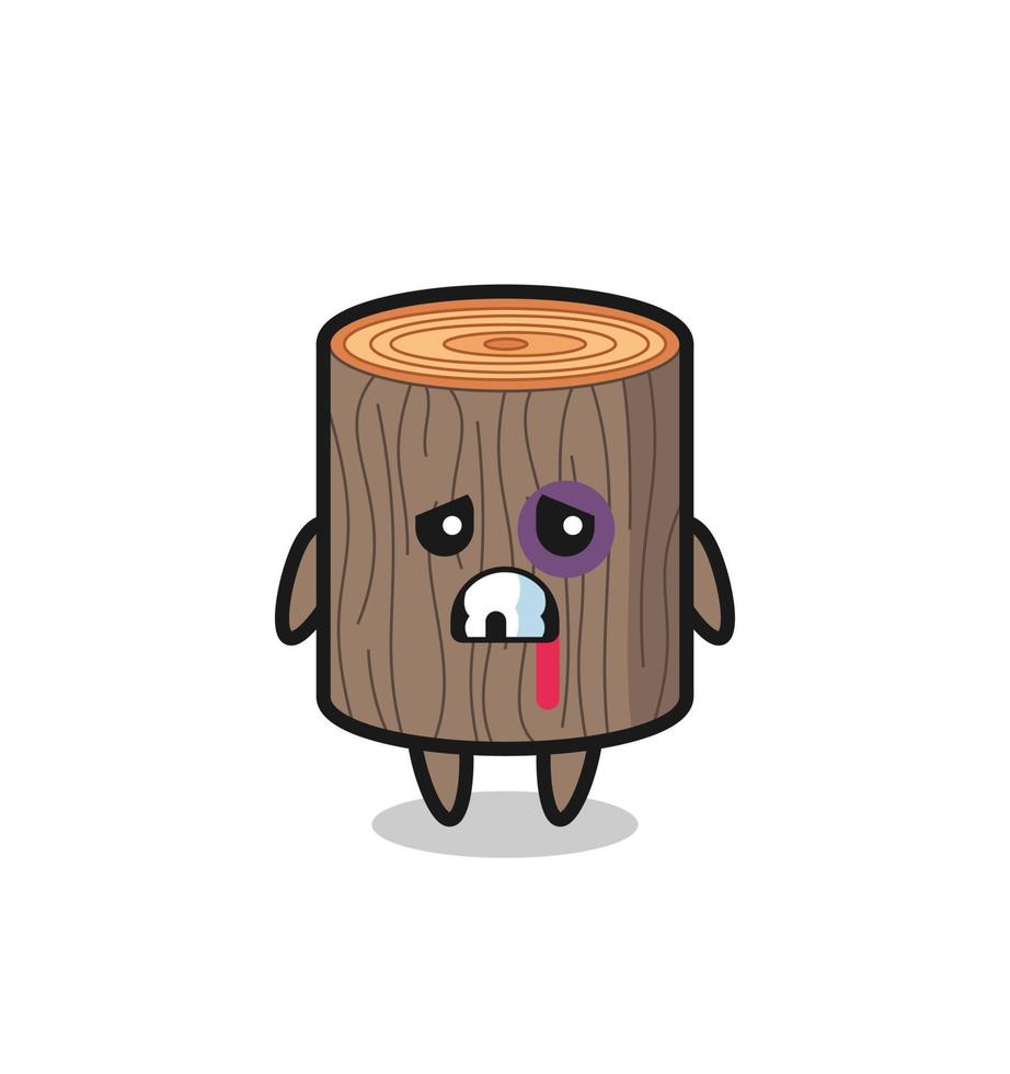 injured tree stump character with a bruised face vector