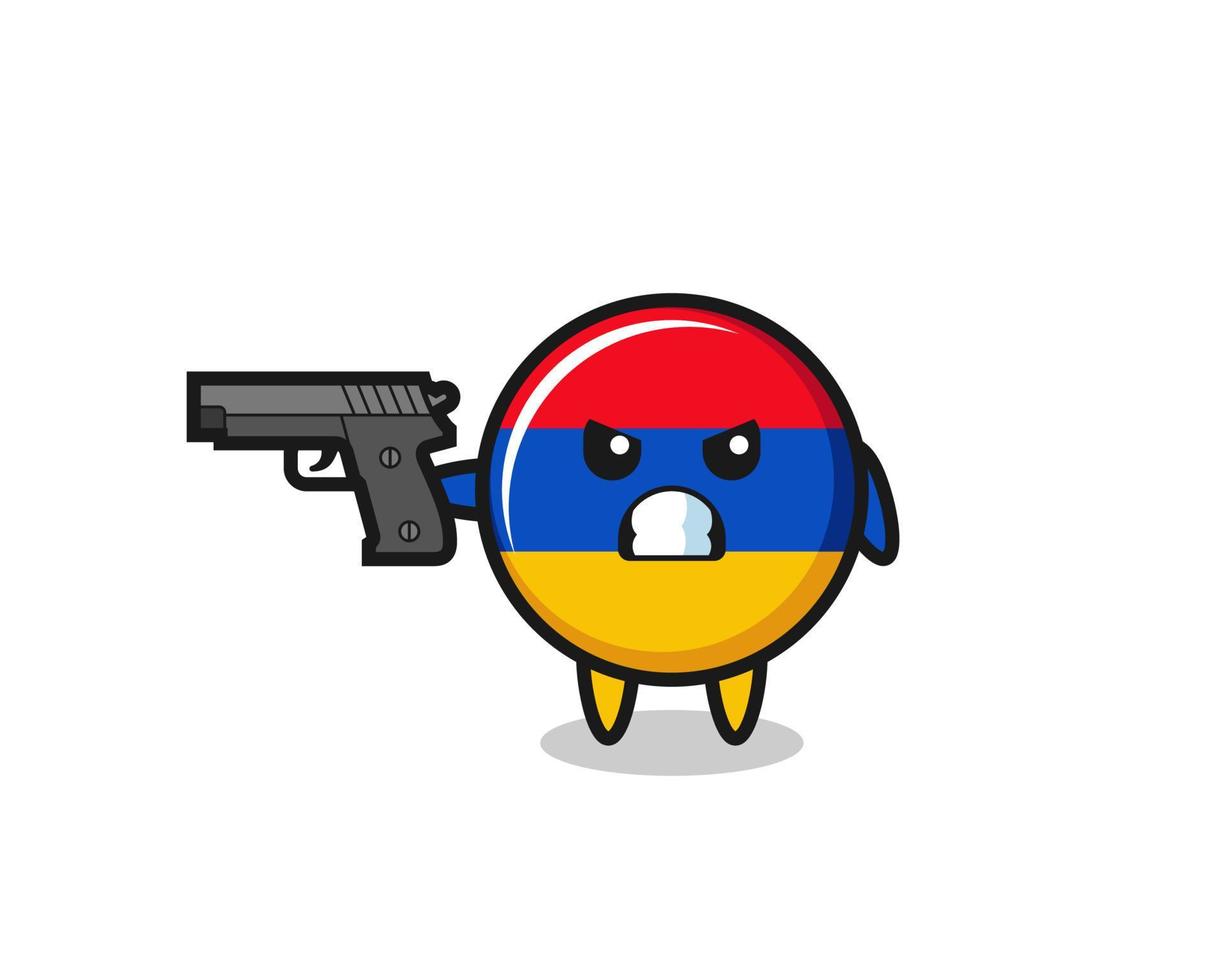 the cute armenia flag character shoot with a gun vector