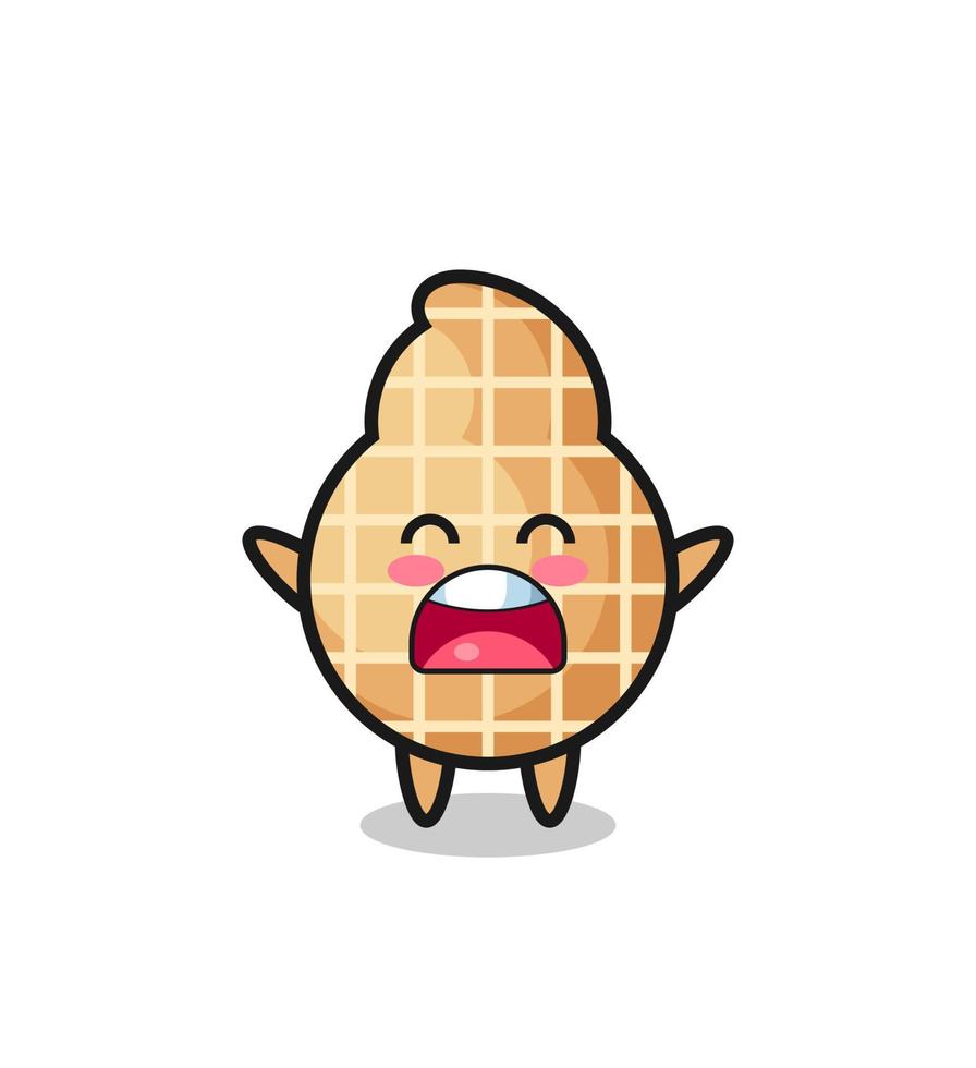 cute peanut mascot with a yawn expression vector