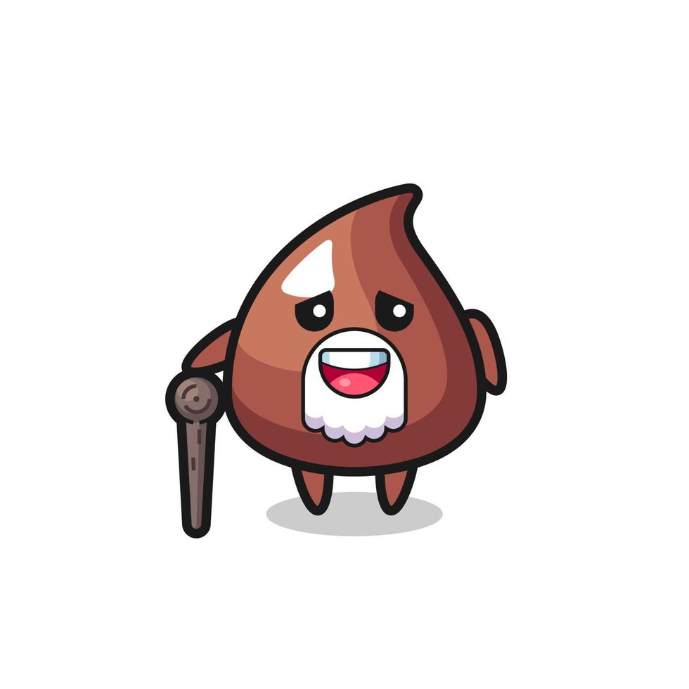 cute choco chip grandpa is holding a stick vector