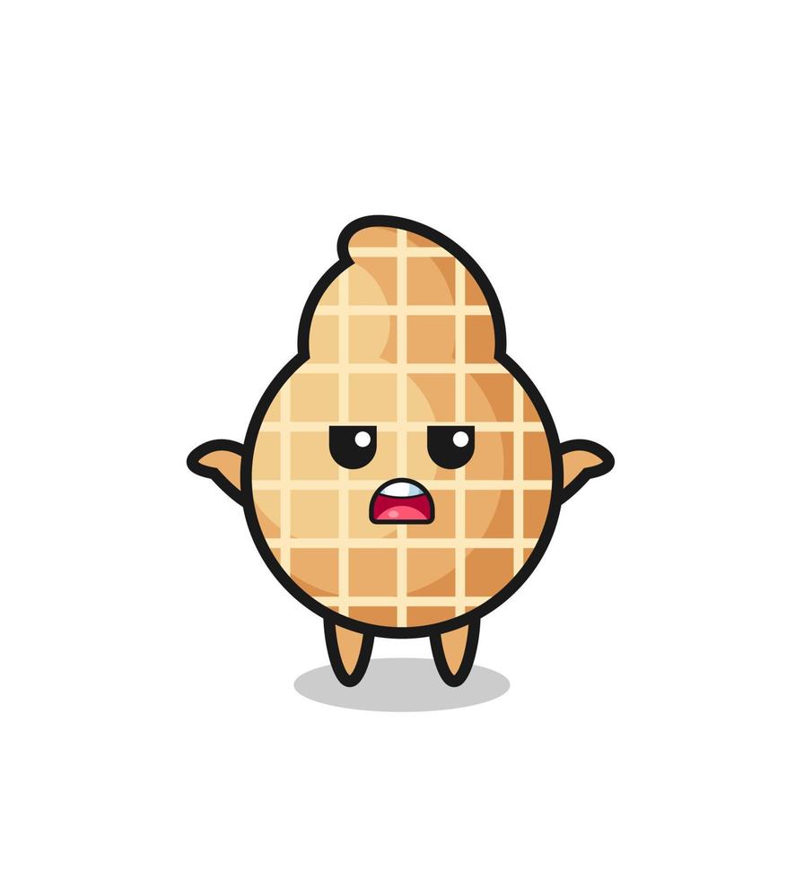 peanut mascot character saying I do not know vector
