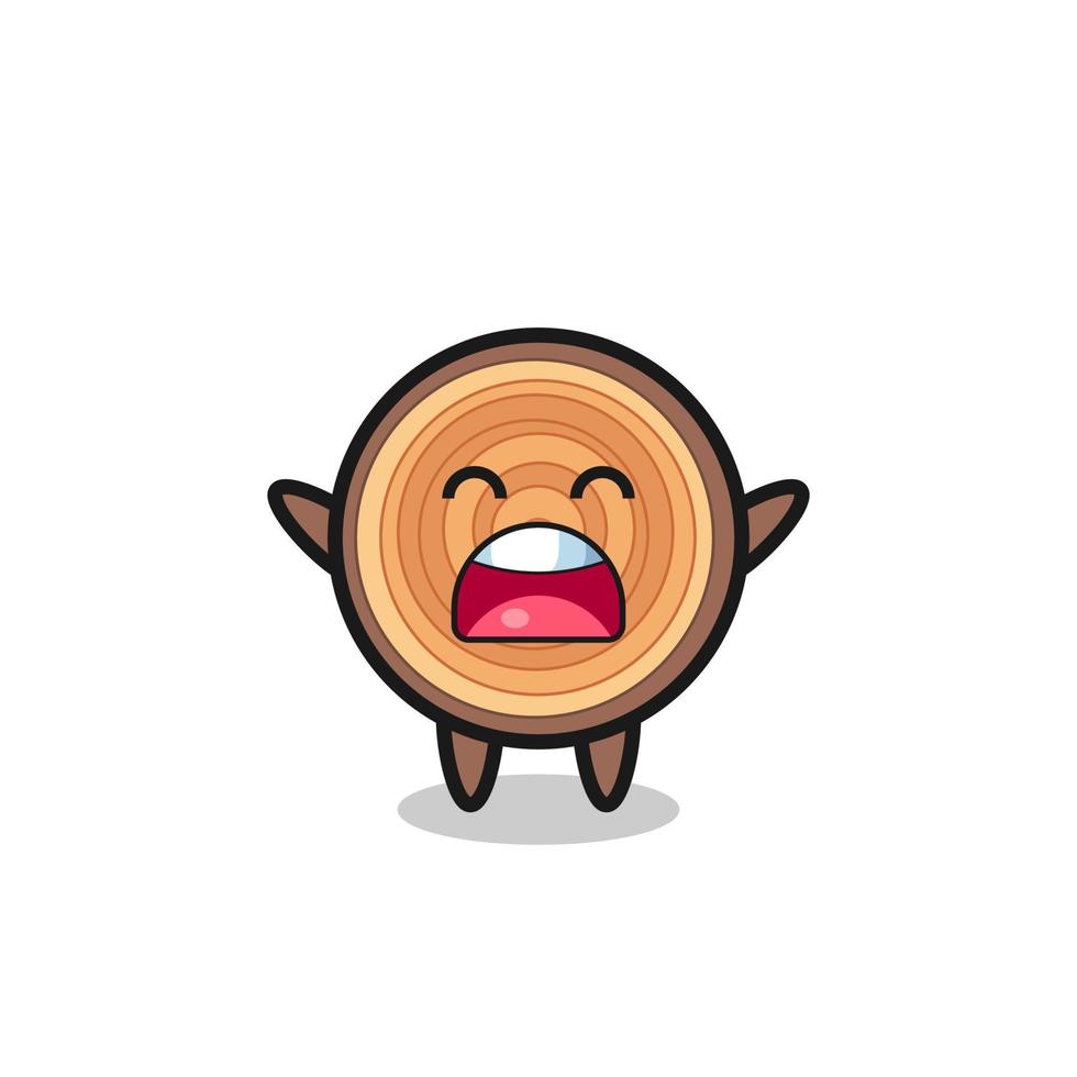 cute wood grain mascot with a yawn expression vector