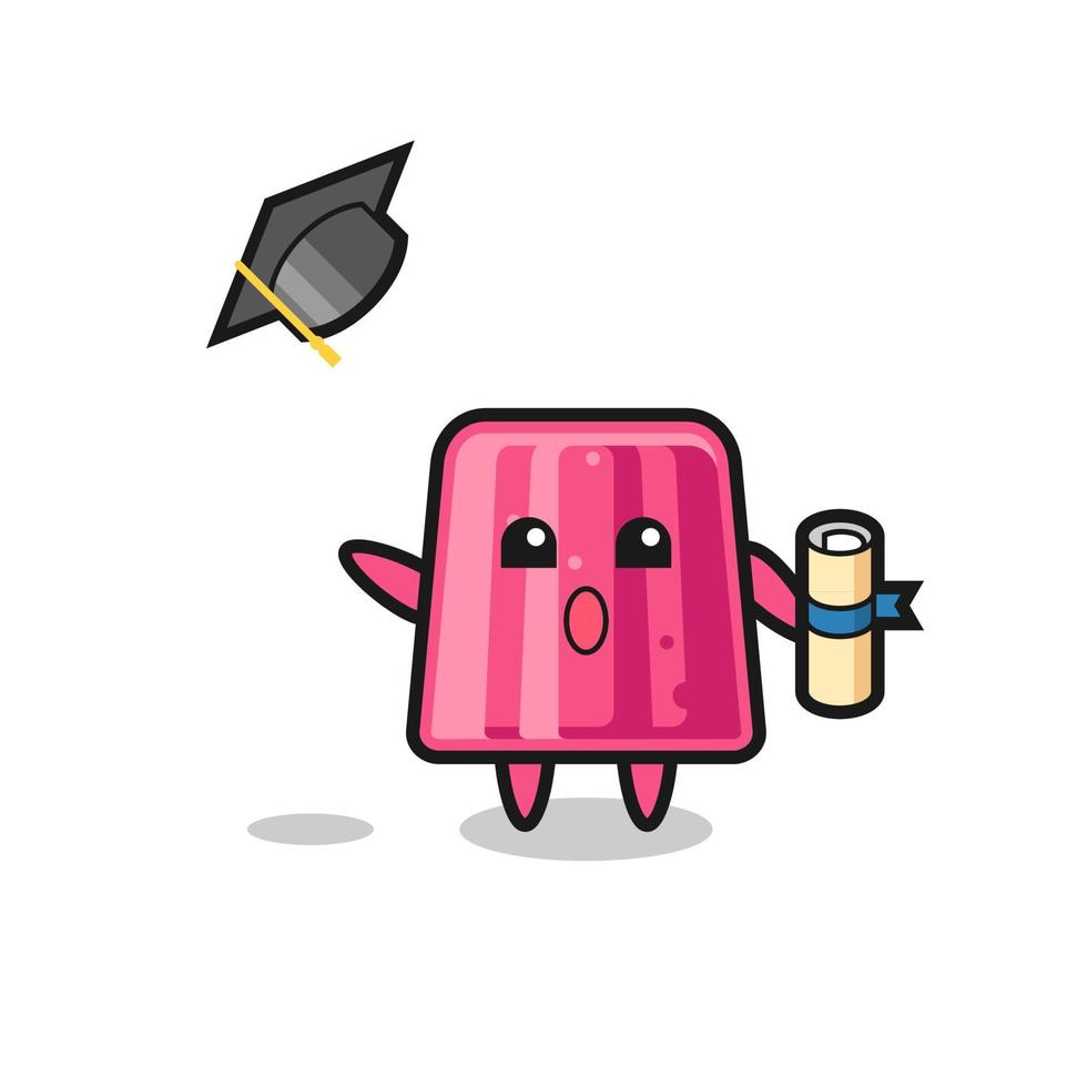 Illustration of jelly cartoon throwing the hat at graduation vector