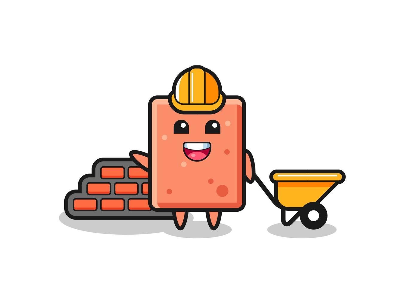 personaje de dibujos animados de ladrillo como constructor vector