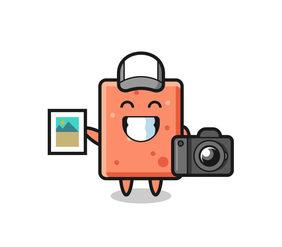 Character Illustration of brick as a photographer vector