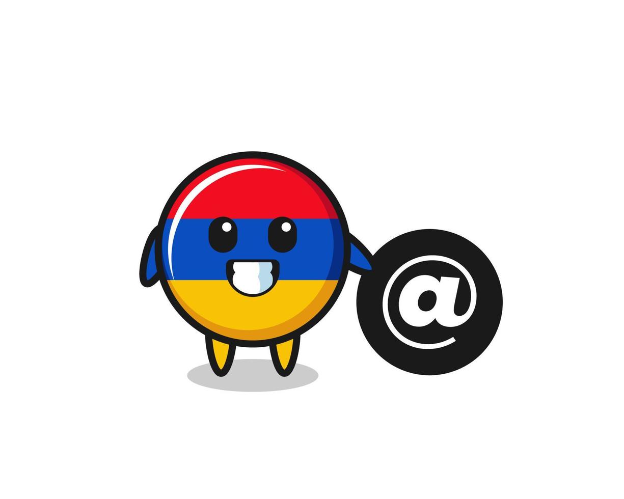 Cartoon Illustration of armenia flag standing beside the At symbol vector