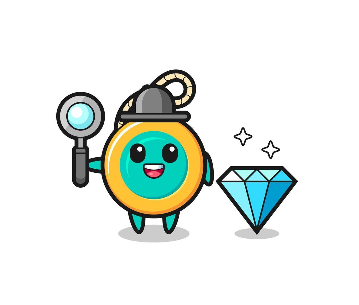 Illustration of yoyo character with a diamond vector