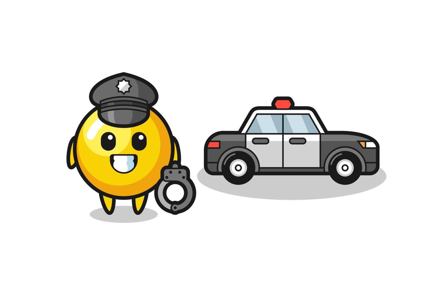 Cartoon mascot of egg yolk as a police vector