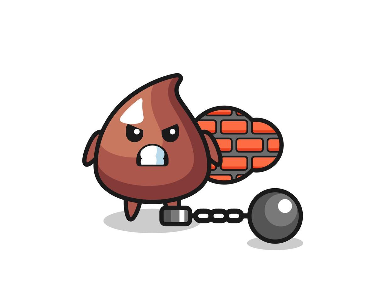 Character mascot of choco chip as a prisoner vector