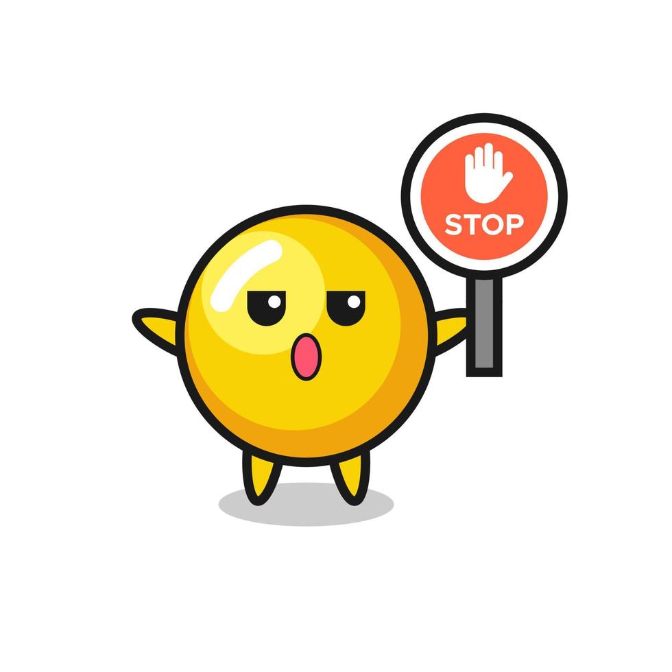 egg yolk character illustration holding a stop sign vector