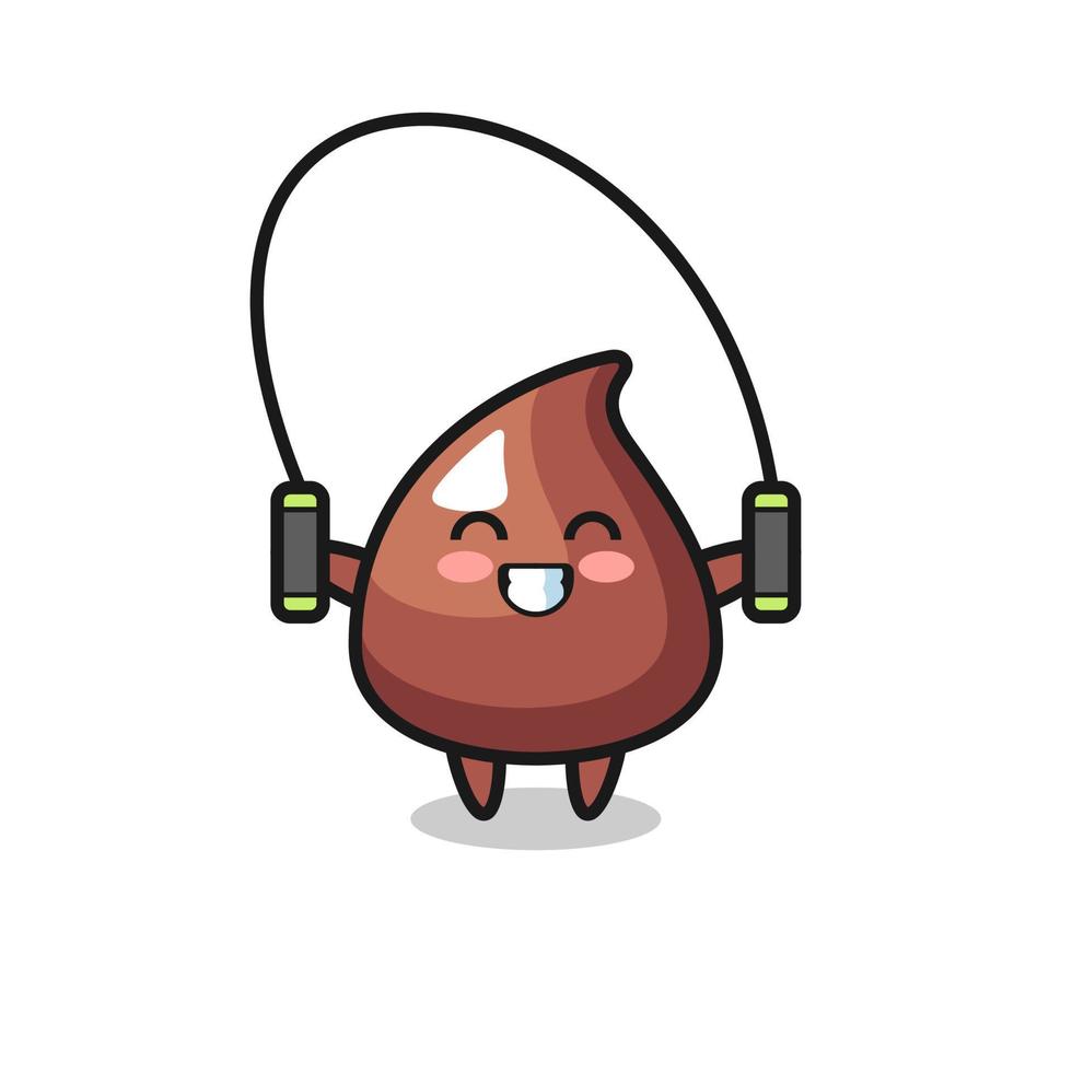 choco chip character cartoon with skipping rope vector