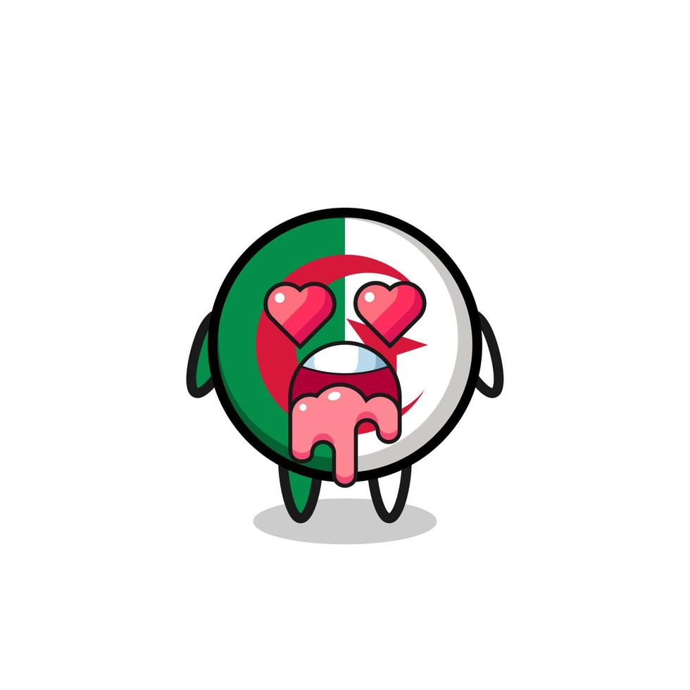 the falling in love expression of a cute algeria flag with heart shaped eyes vector