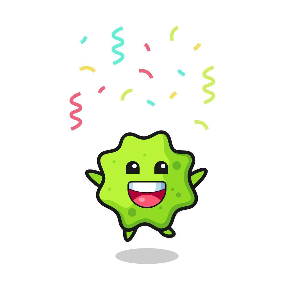 happy splat mascot jumping for congratulation with colour confetti vector