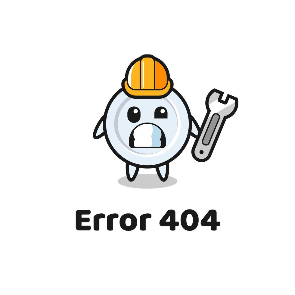 error 404 with the cute plate mascot vector