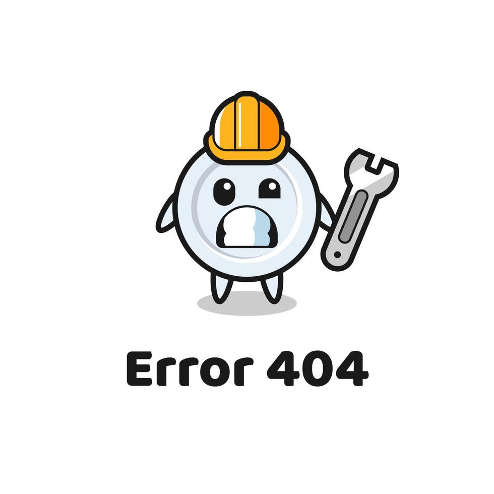 error 404 con la linda mascota del plato vector