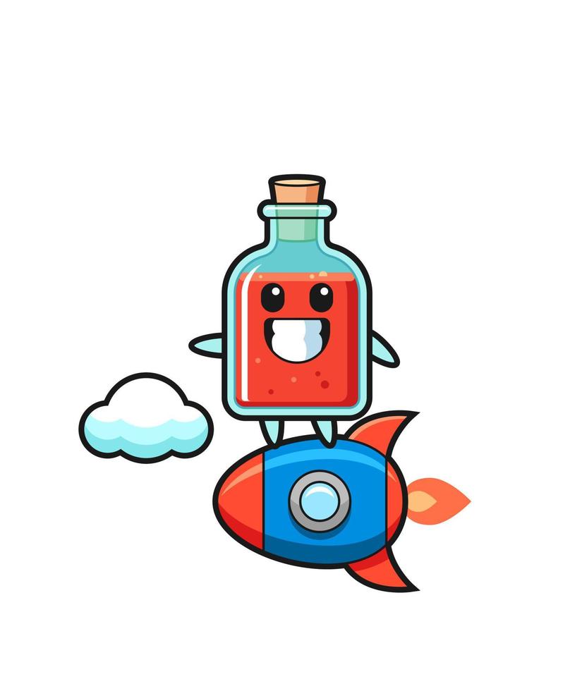 square poison bottle mascot character riding a rocket vector