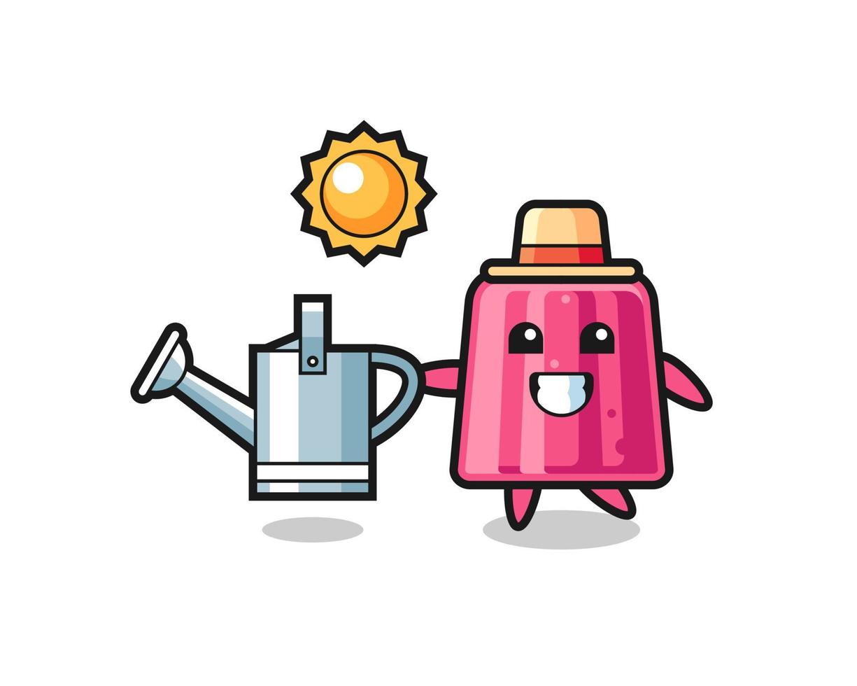 Cartoon character of jelly holding watering can vector