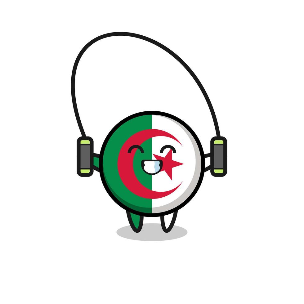 algeria flag character cartoon with skipping rope vector