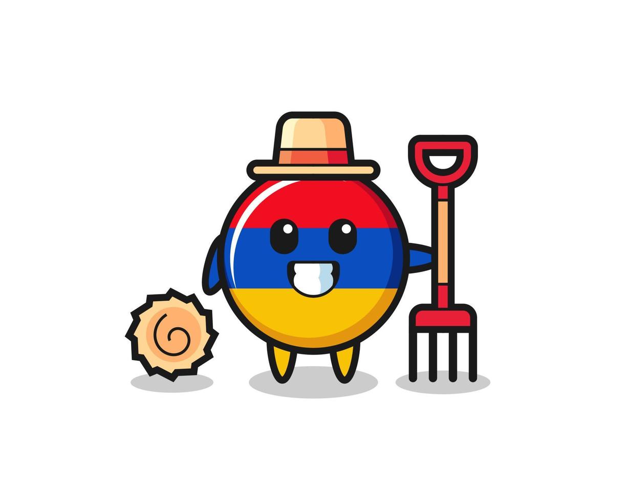 personaje mascota de la bandera de armenia como agricultor vector