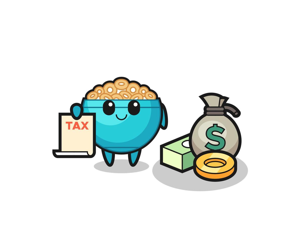 Character cartoon of cereal bowl as a accountant vector