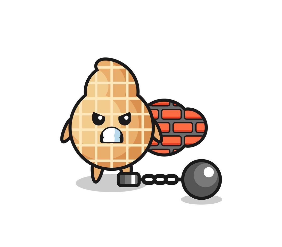 Character mascot of peanut as a prisoner vector