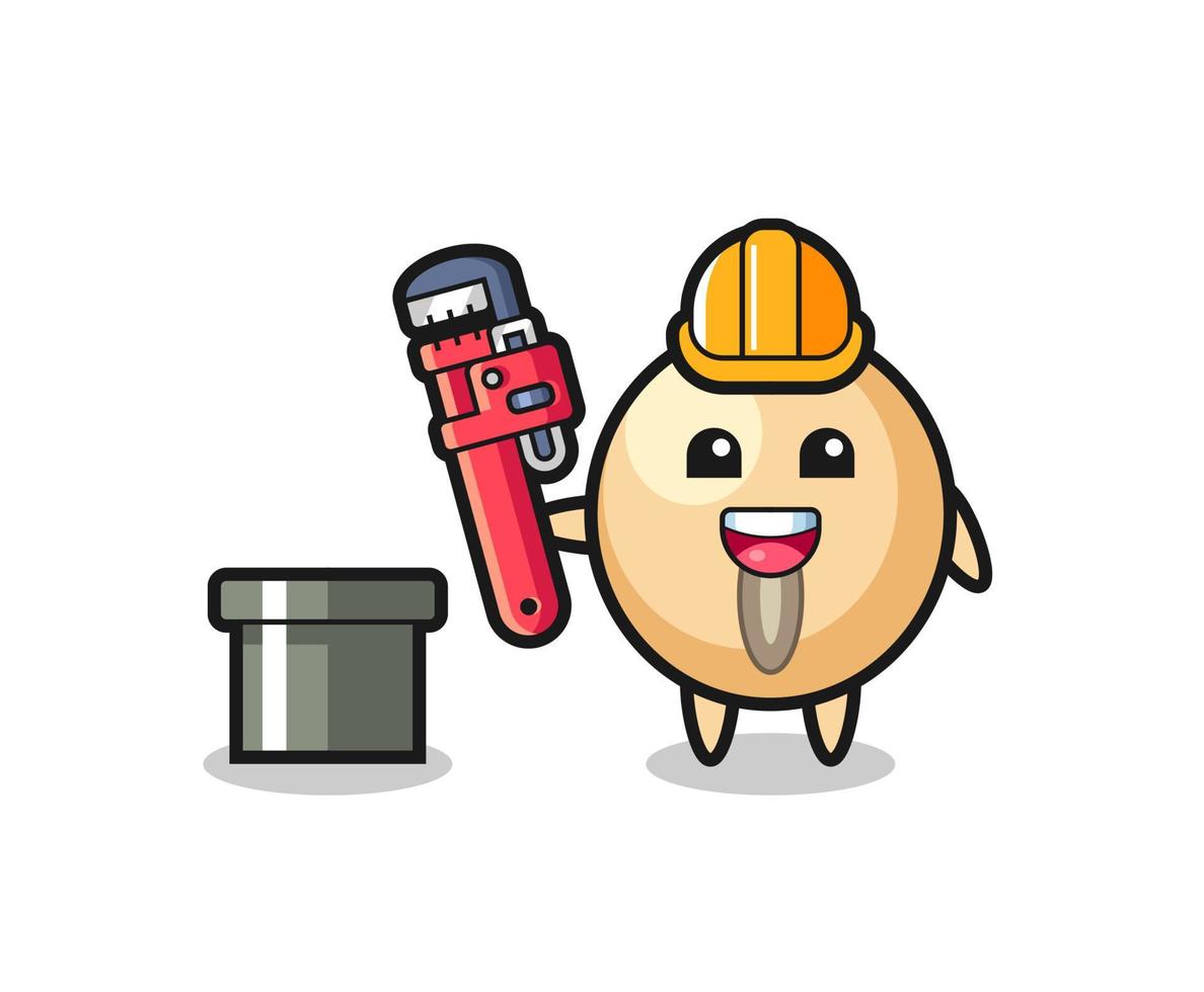 Character Illustration of soy bean as a plumber vector