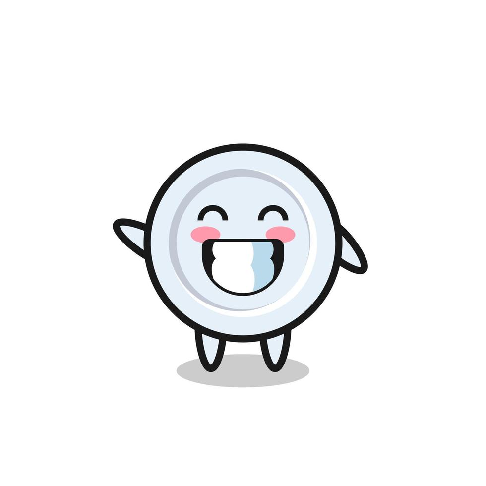 plate cartoon character doing wave hand gesture vector