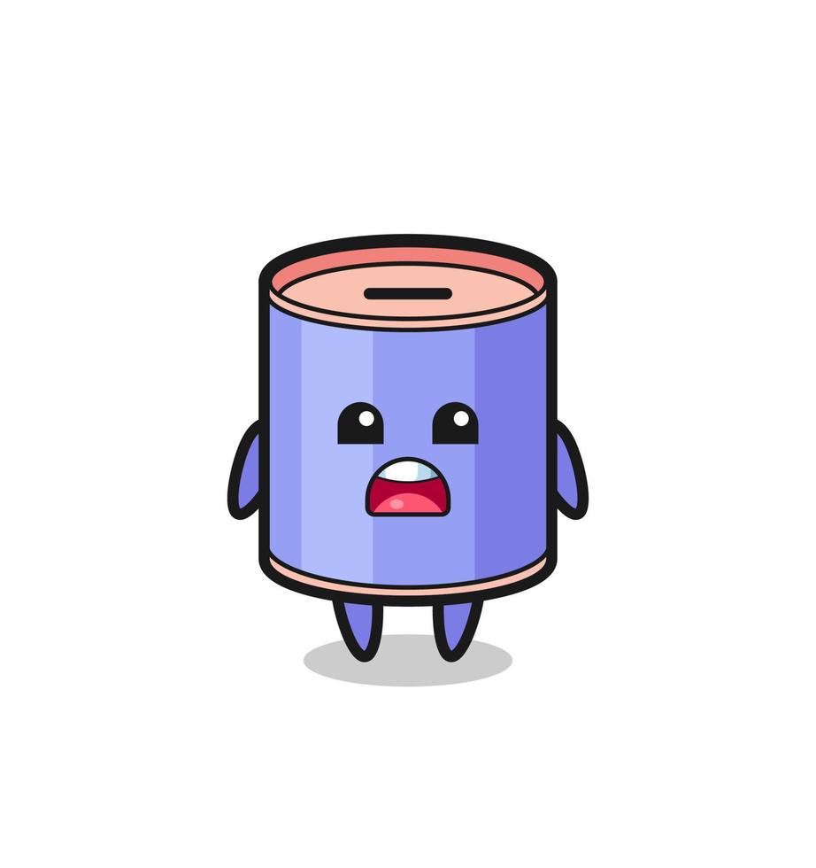 cylinder piggy bank illustration with apologizing expression, saying I am sorry vector