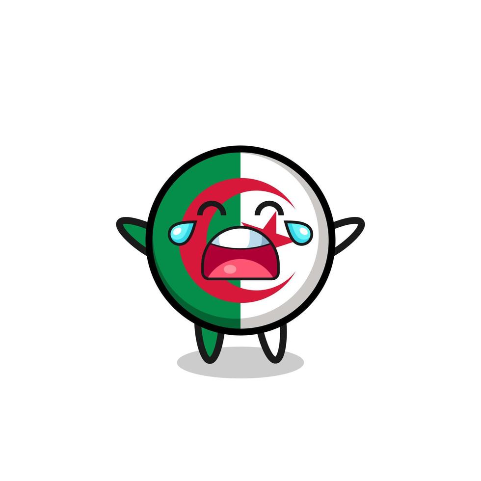 the illustration of crying algeria flag cute baby vector