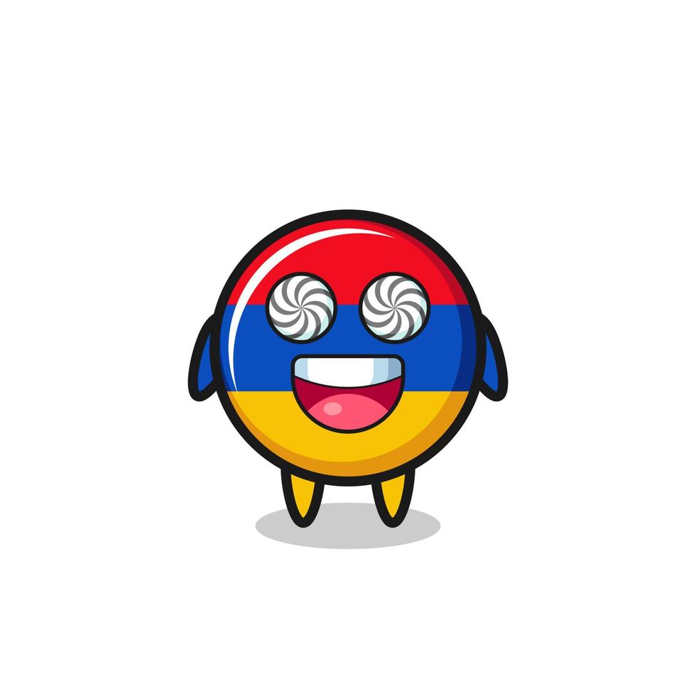 cute armenia flag character with hypnotized eyes vector