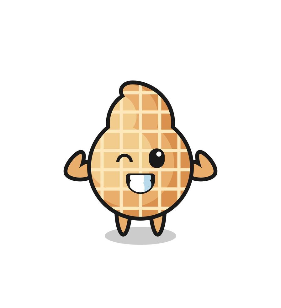 the muscular peanut character is posing showing his muscles vector