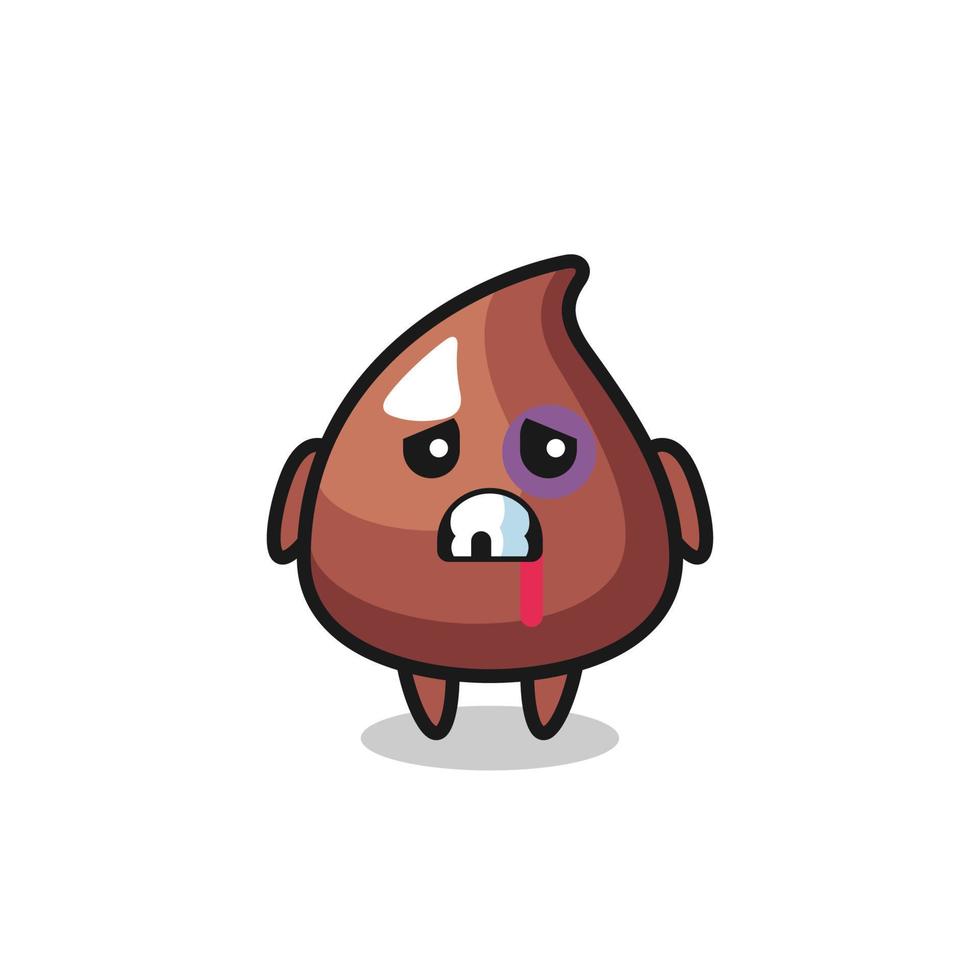 injured choco chip character with a bruised face vector